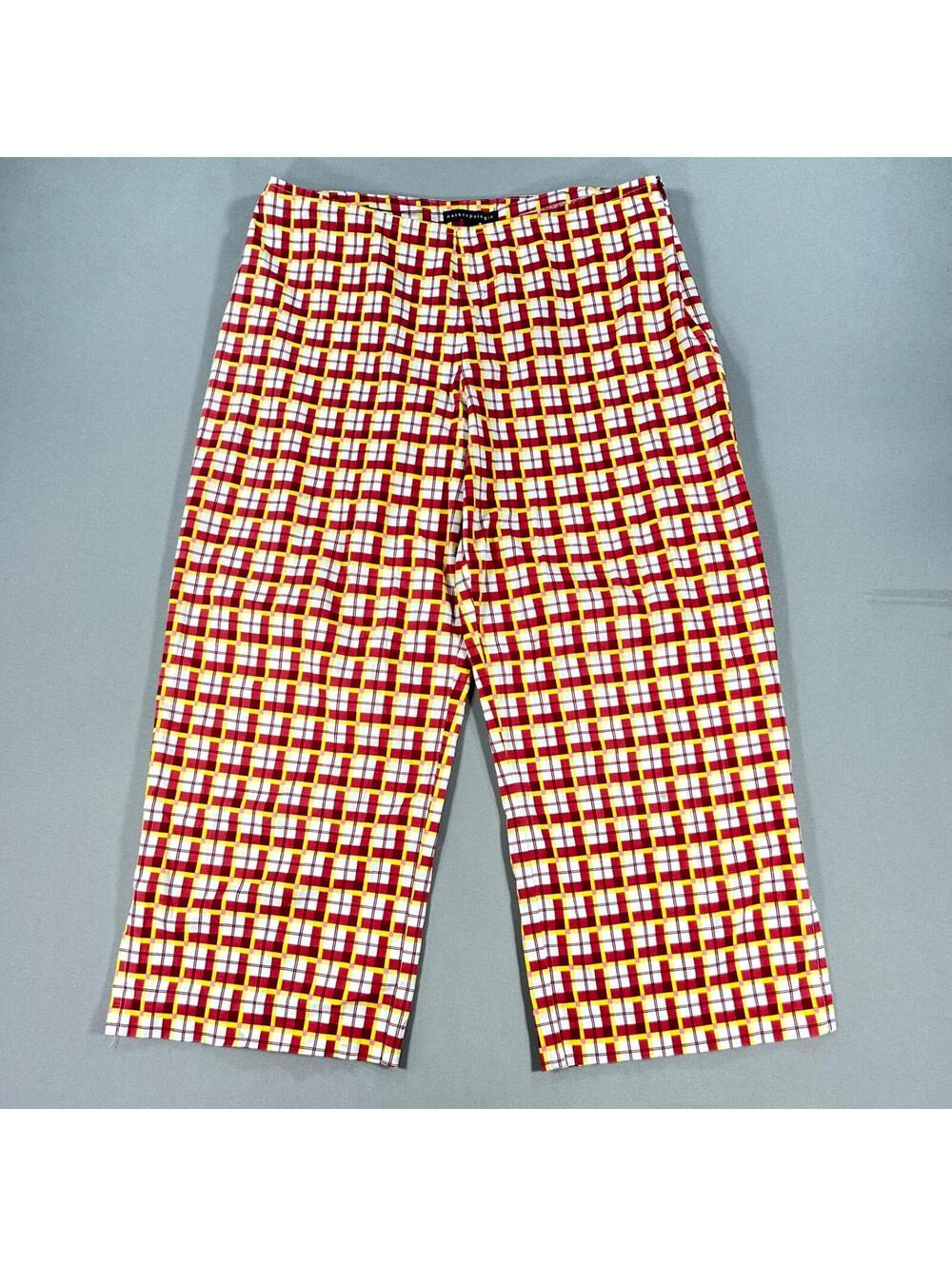 Anthropologie Size 4 Plaid Geometric Shape Cropped Capri Pants 28 in Waist